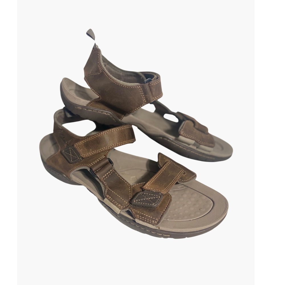 Clarks Leather Sport Sandals Fisherman Men 12M Brown Adjustable Straps 63581
